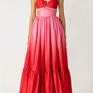 Red and Pink Ombre Nova Maxi Dress